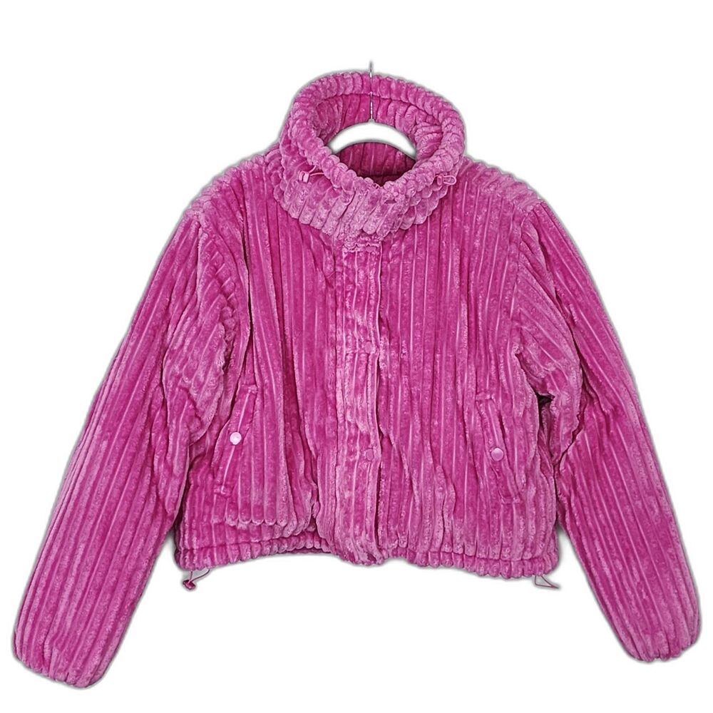 BDG Isla Funnel Neck Pink Corduroy Puffer Jacket Size M